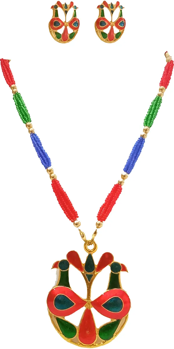 Assamese_Traditional_Gold_Plated_Multicolor_Lokapara_Tassel_Set_For_Women_&_Girl